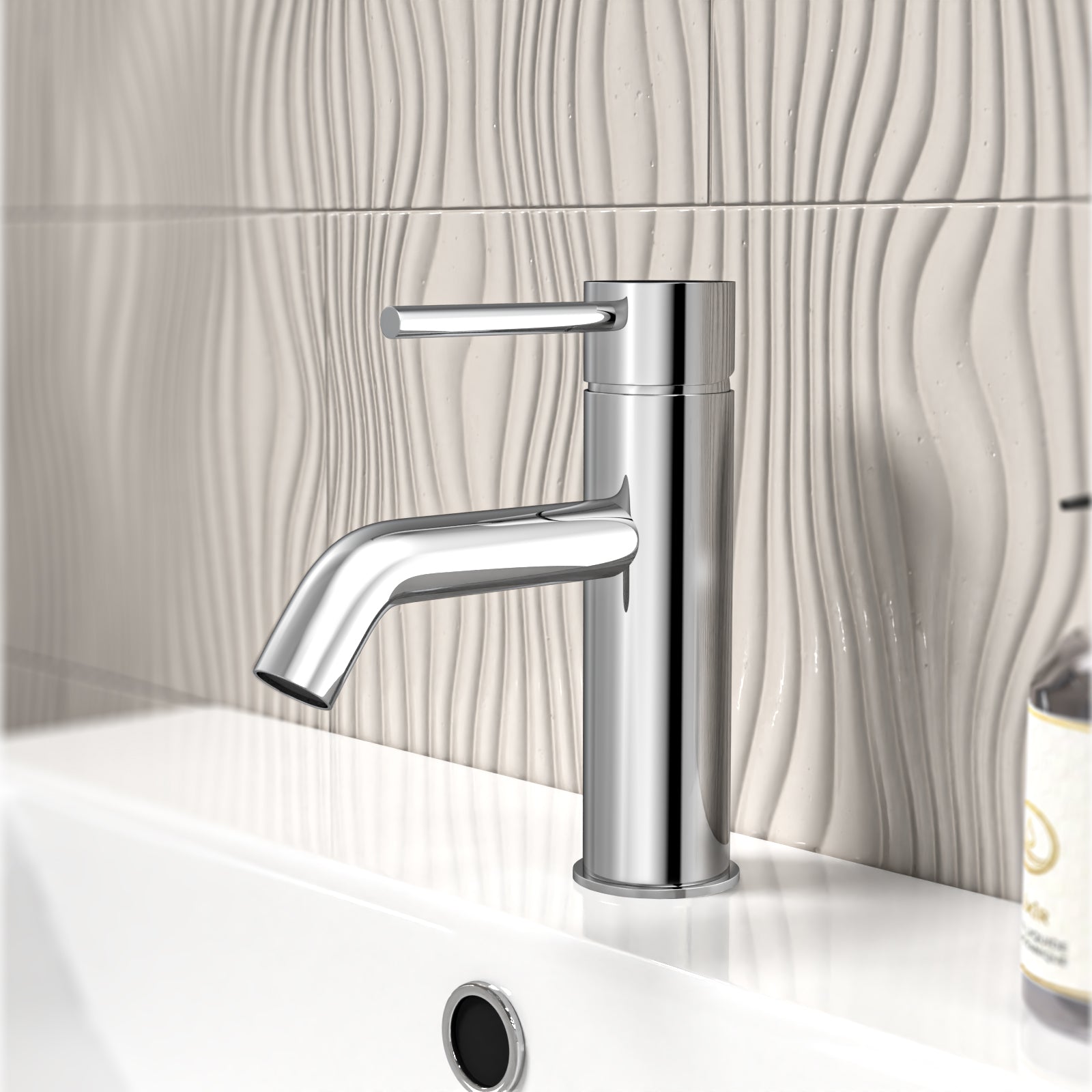 Chrome Deck Mounted Round Single Lever Basin Mono Tap
