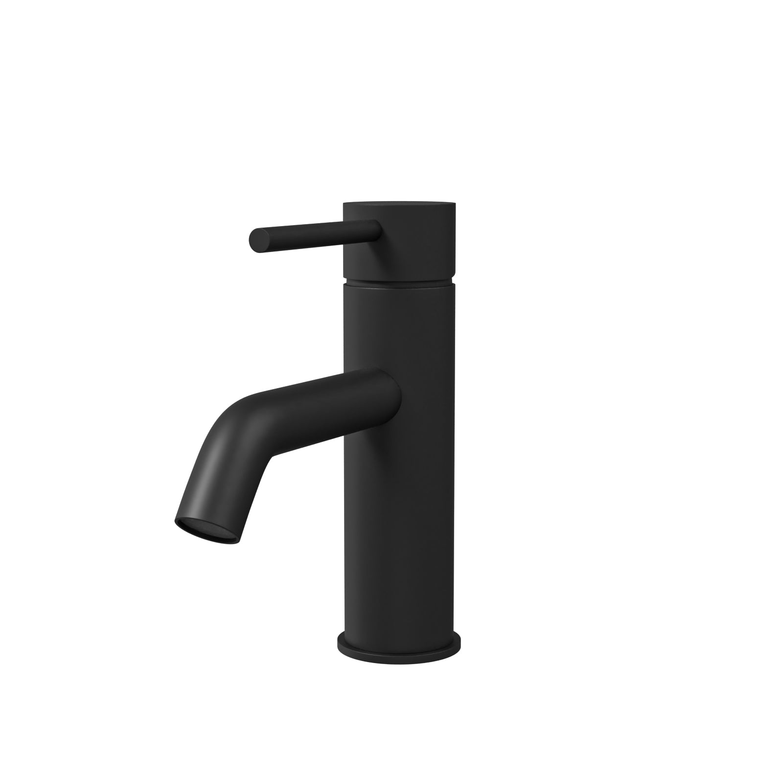 Matt Black Deck Mounted Round Single Lever Basin Mono Mixer Tap