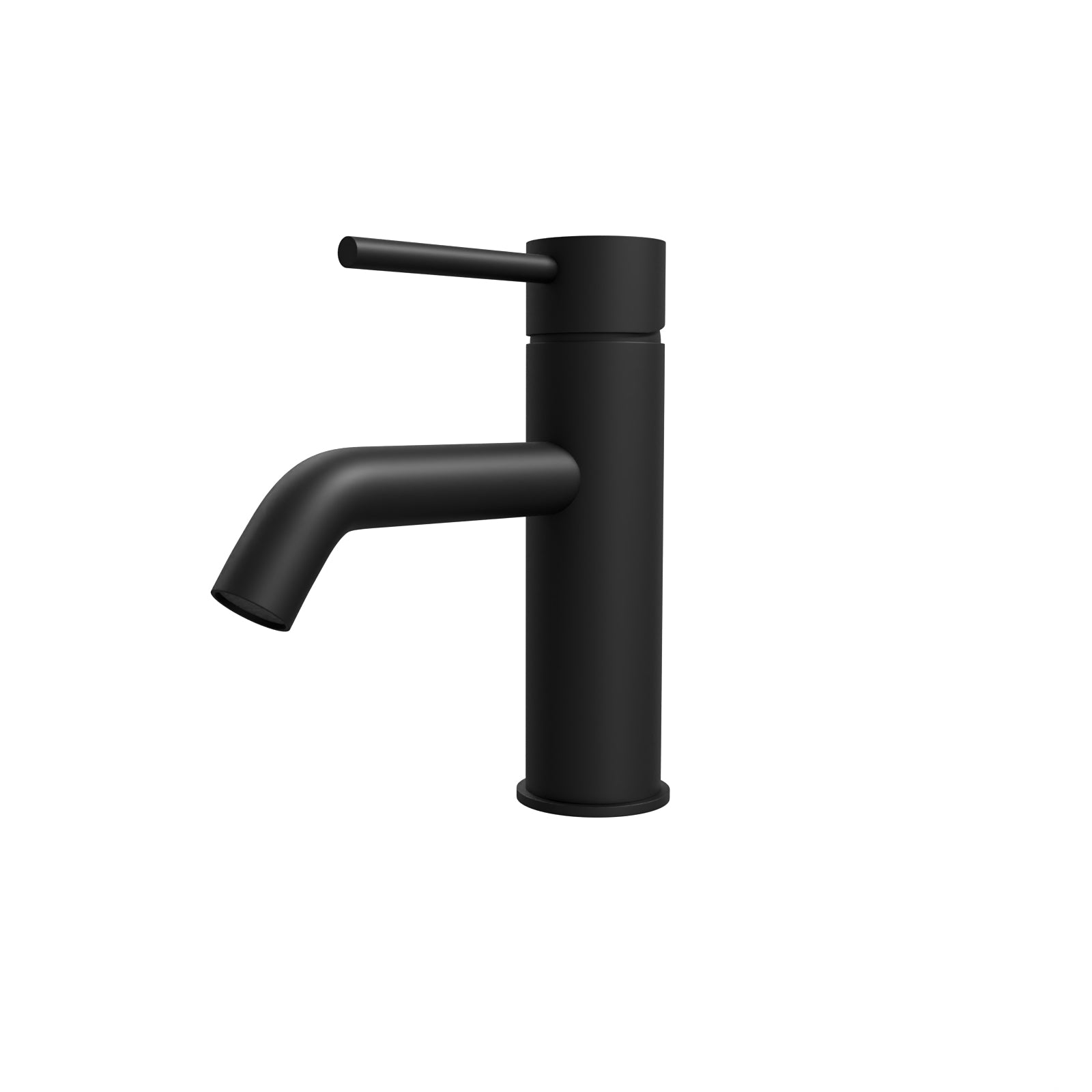 Matt Black Deck Mounted Round Single Lever Basin Mono Mixer Tap