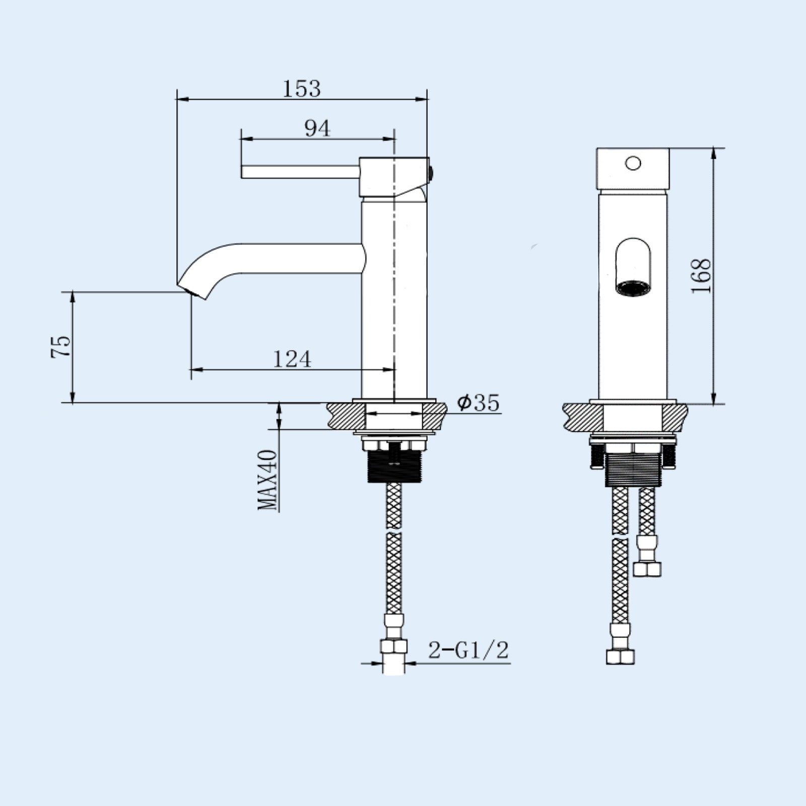 Matt Black Deck Mounted Round Single Lever Basin Mono Mixer Tap