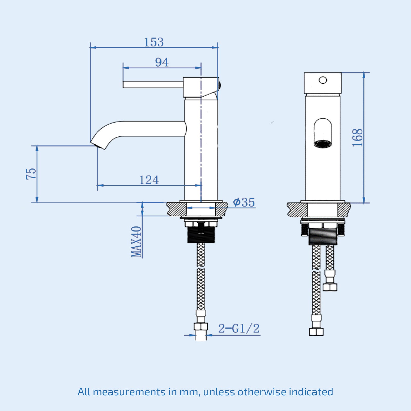 Matt Black Deck Mounted Round Single Lever Basin Mono Mixer Tap