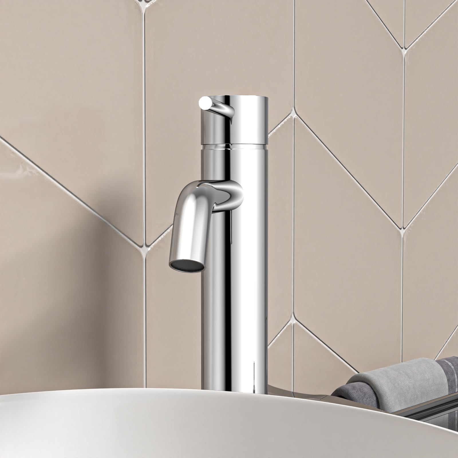 Alice Tall High Rise Countertop Chrome Basin Mono Mixer Tap