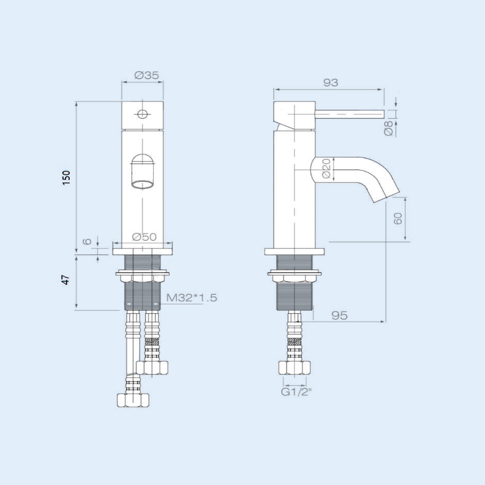 Brushed Brass Cloakroom Round Basin Mono Mixer Tap