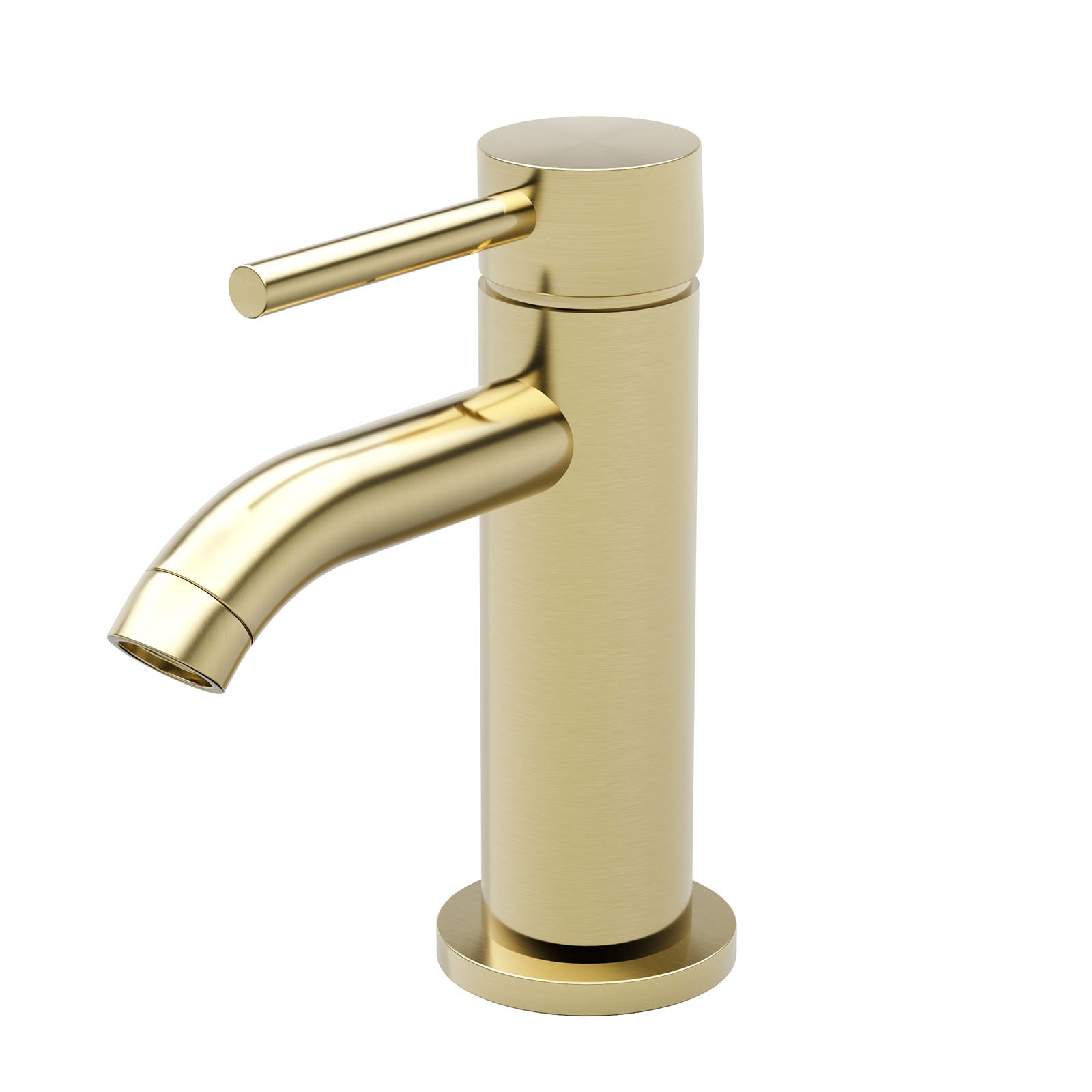 Brushed Brass Cloakroom Round Basin Mono Mixer Tap