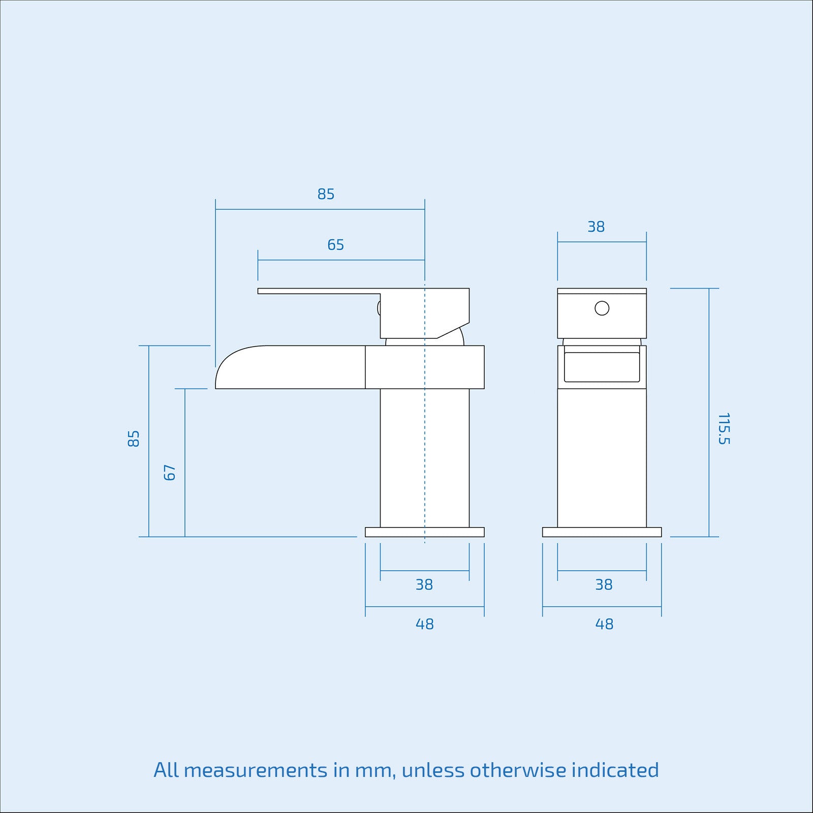 Matt Black Waterfall Waterfall Cloakroom Basin Mono Mixer