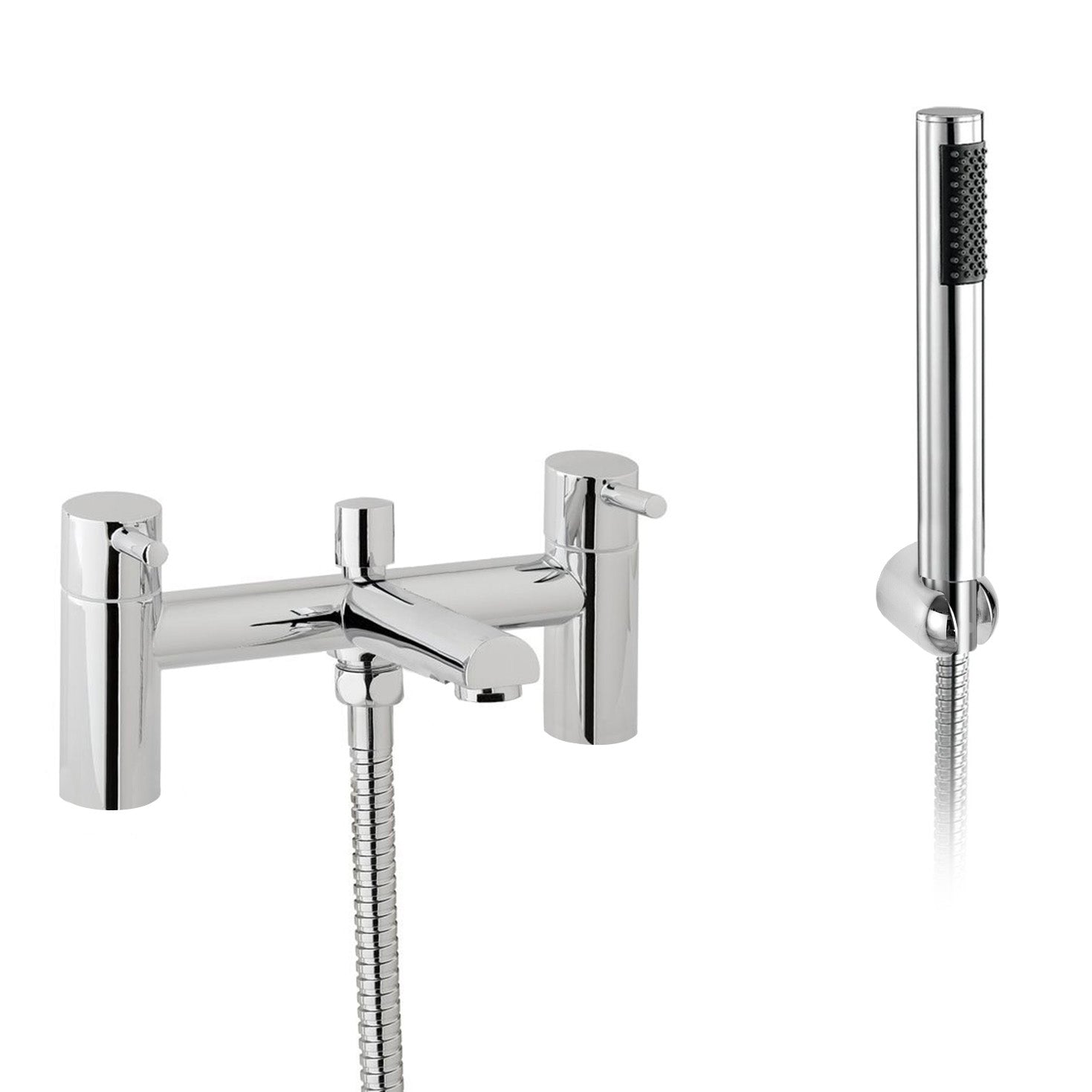 Kyic Chrome Bath Shower Bridge Deck Mounted Mixer Tap And Handset