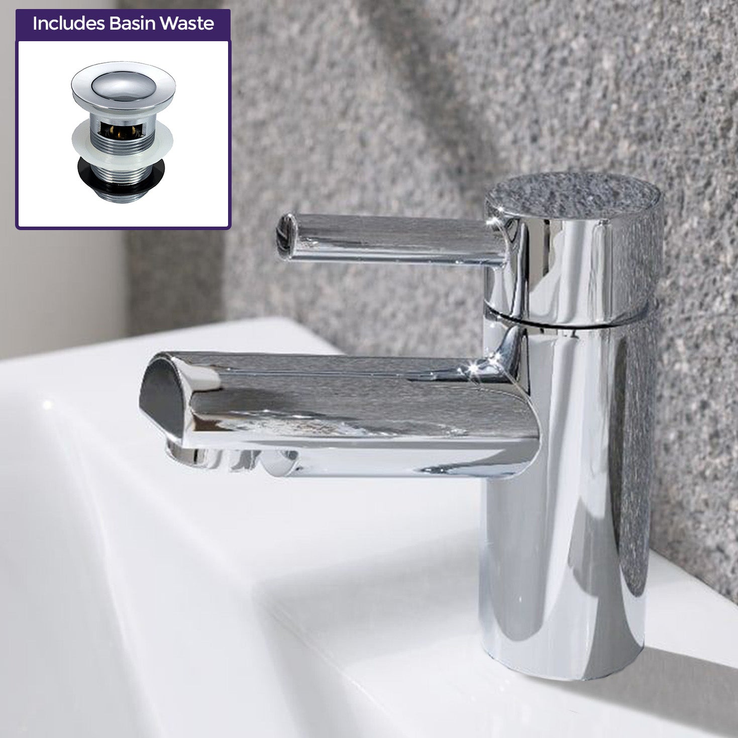 Kyic Bathroom Chrome Basin Sink Single Lever Mixer Tap