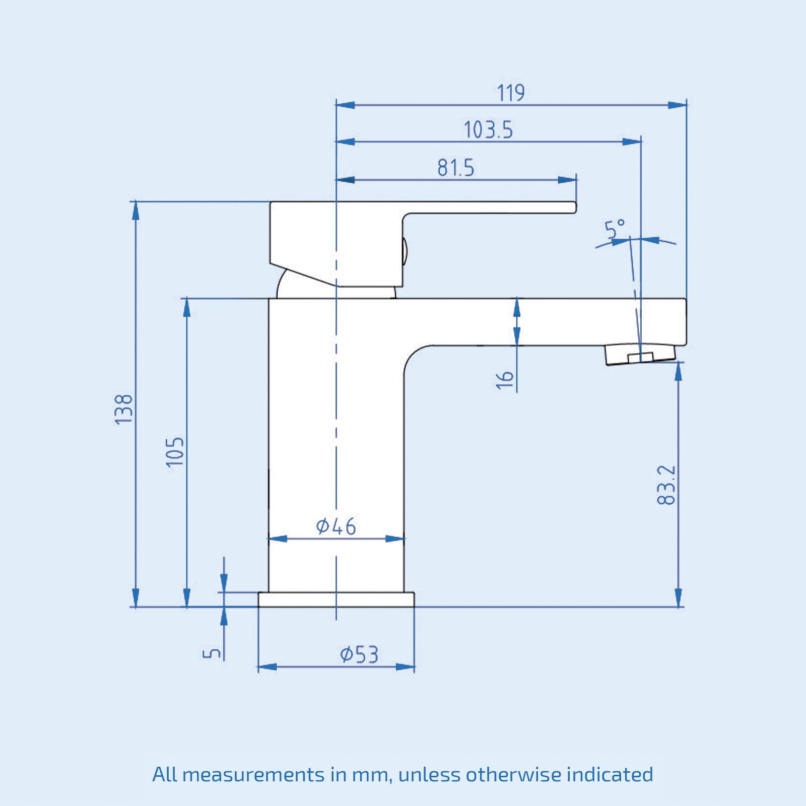 Chrome Bathroom Mono Basin Sink Mixer Tap