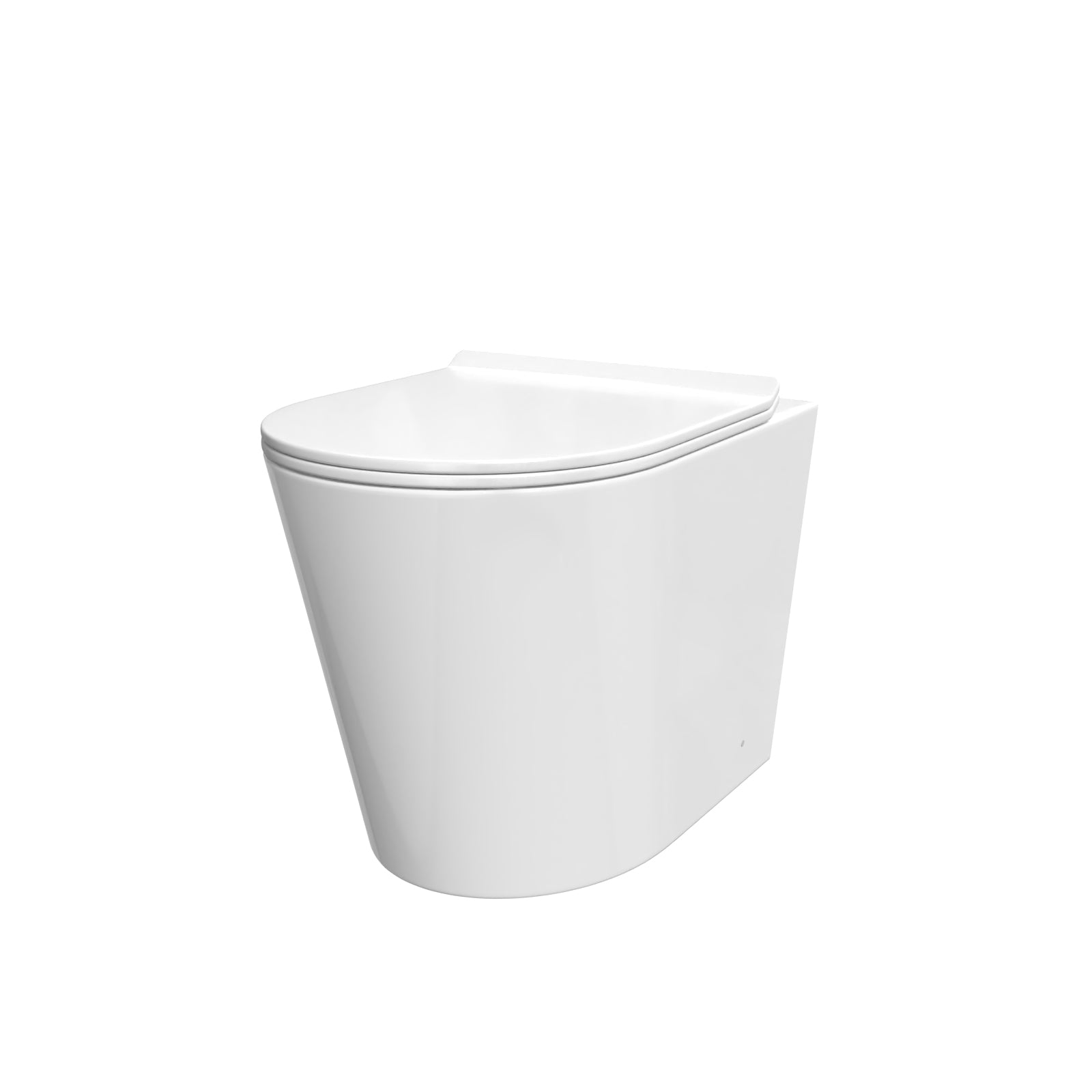 White Modern Rimless Round Back to Wall Toilet with Soft Close Seat