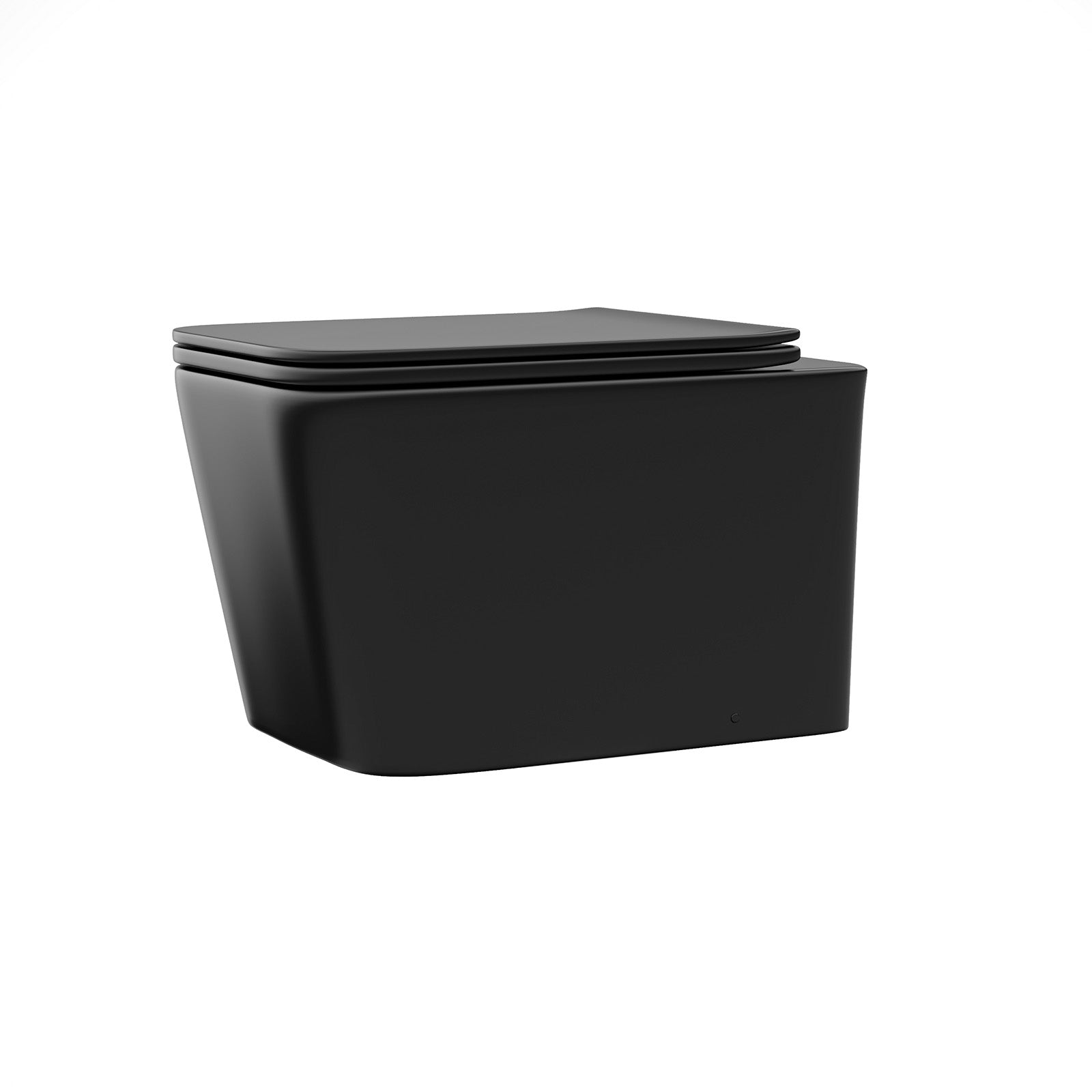 Modern Matt Black Square Wall Hung Toilet Pan with Soft Close Seat