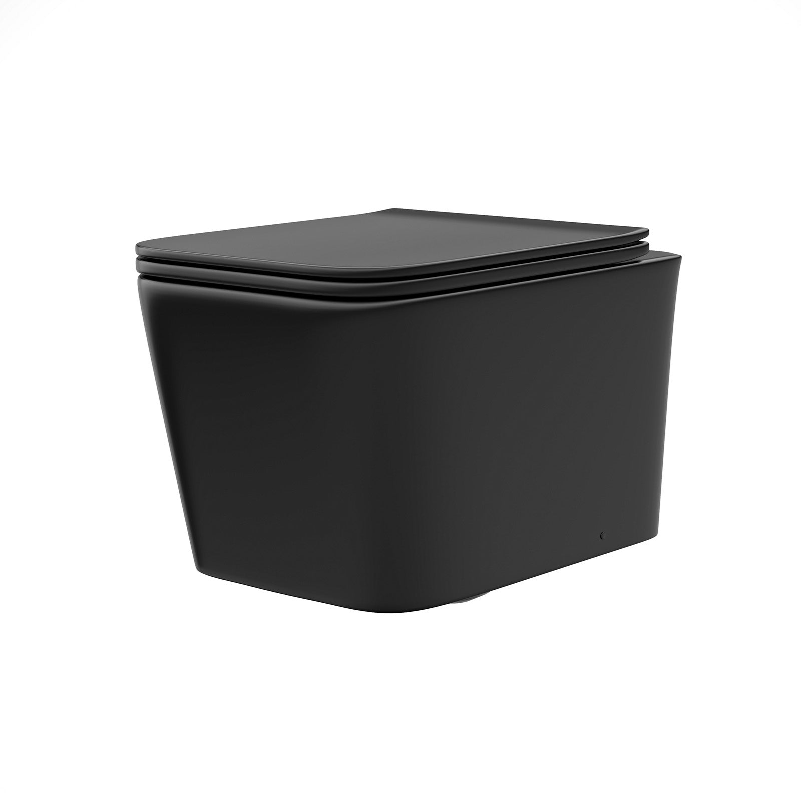 Modern Matt Black Square Wall Hung Toilet Pan with Soft Close Seat