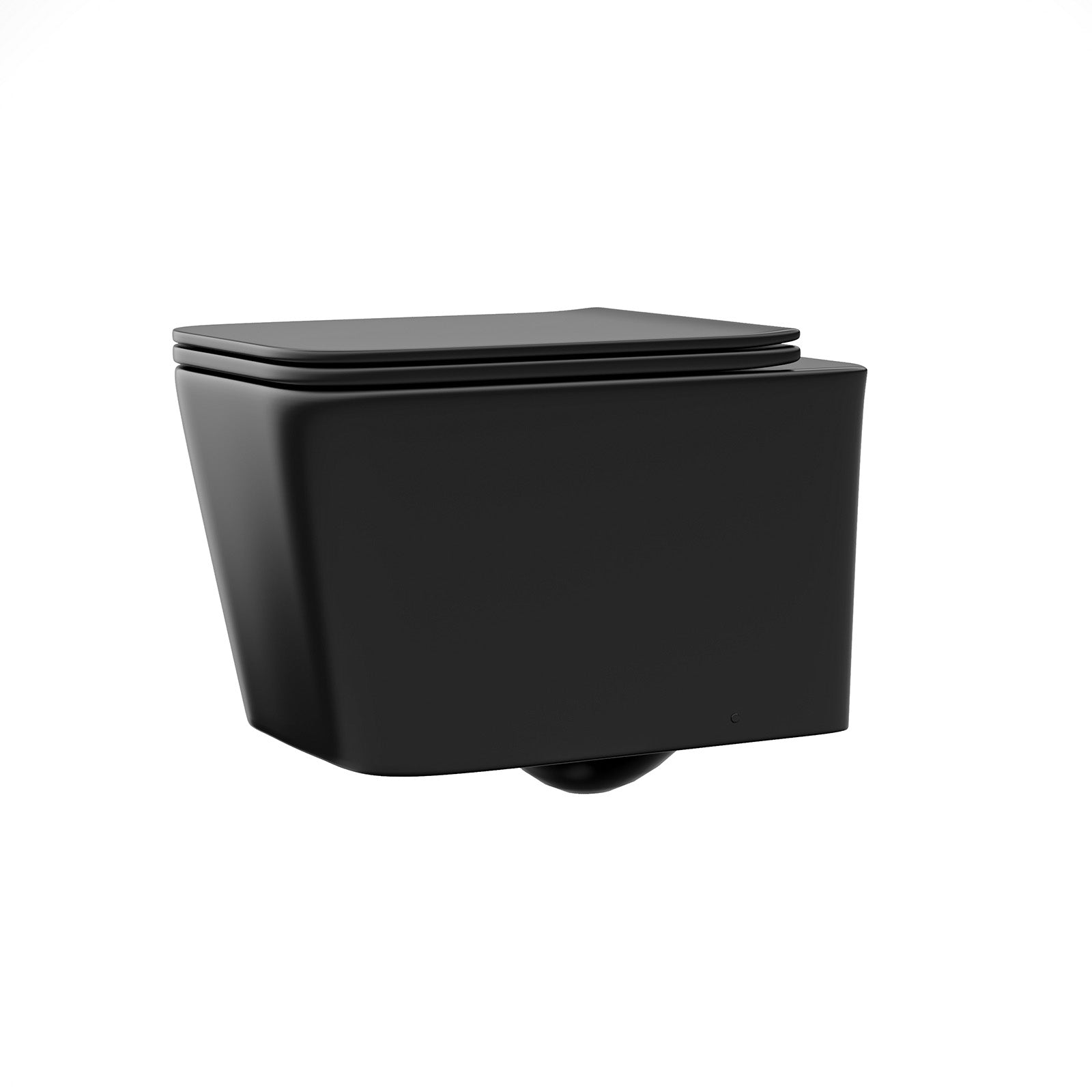 Modern Matt Black Square Wall Hung Toilet Pan with Soft Close Seat