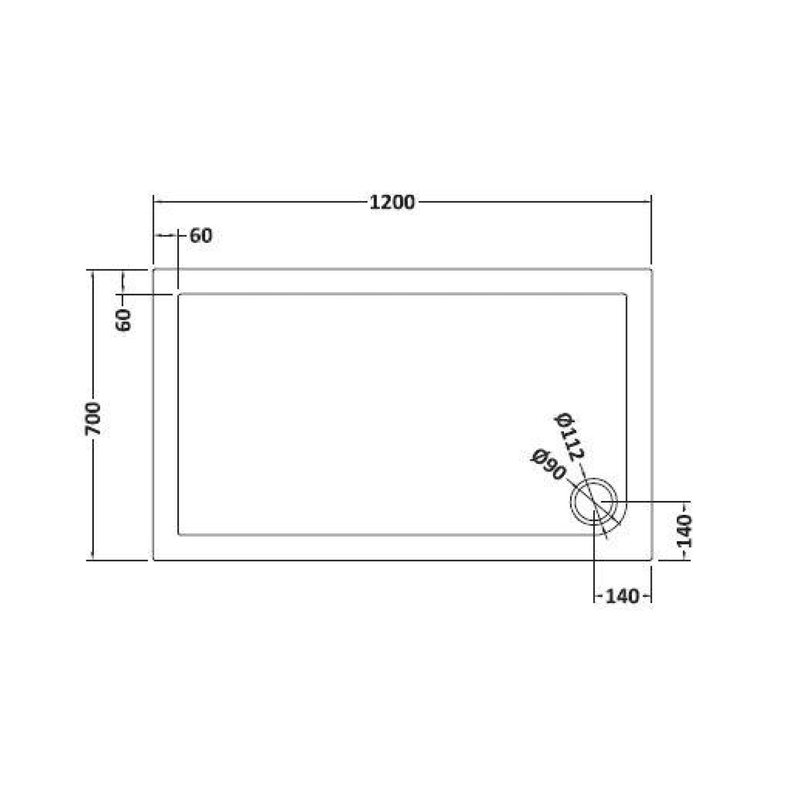 Harper Rectangle 1200 x 700mm Shower Tray Slate Grey