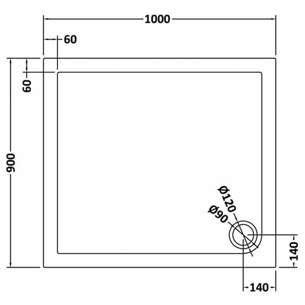 Harper Square/Rectangle Shower Tray Slate Grey