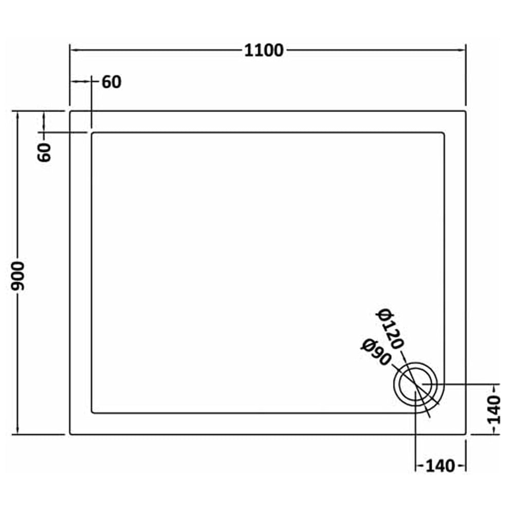 Harper Square/Rectangle Shower Tray Slate Grey