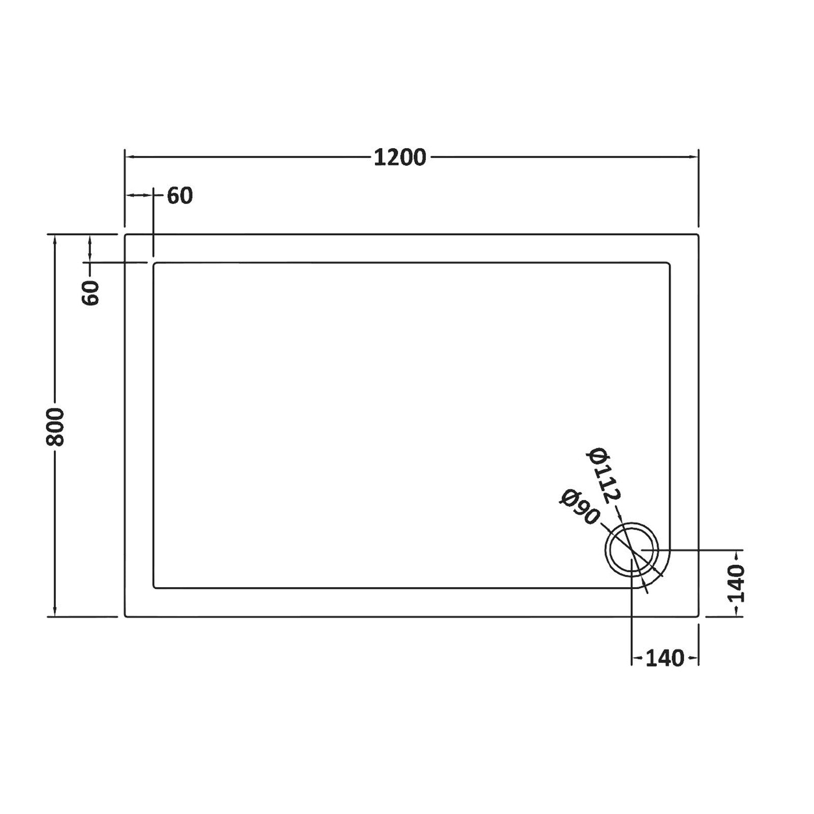 Harper Rectangle 1200 x 800mm Shower Tray Slate Grey