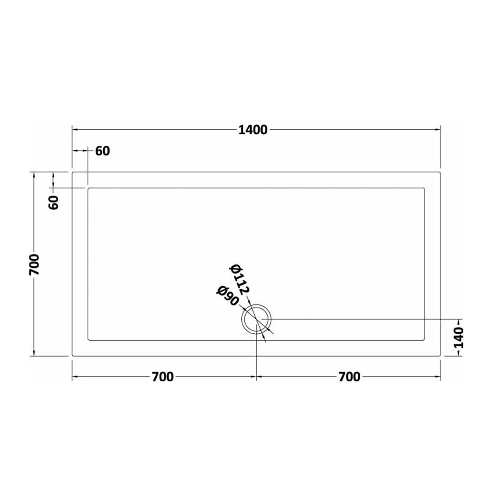 1400mm Black Sliding Door 700mm Frameless Side Panel & Slate Grey Tray