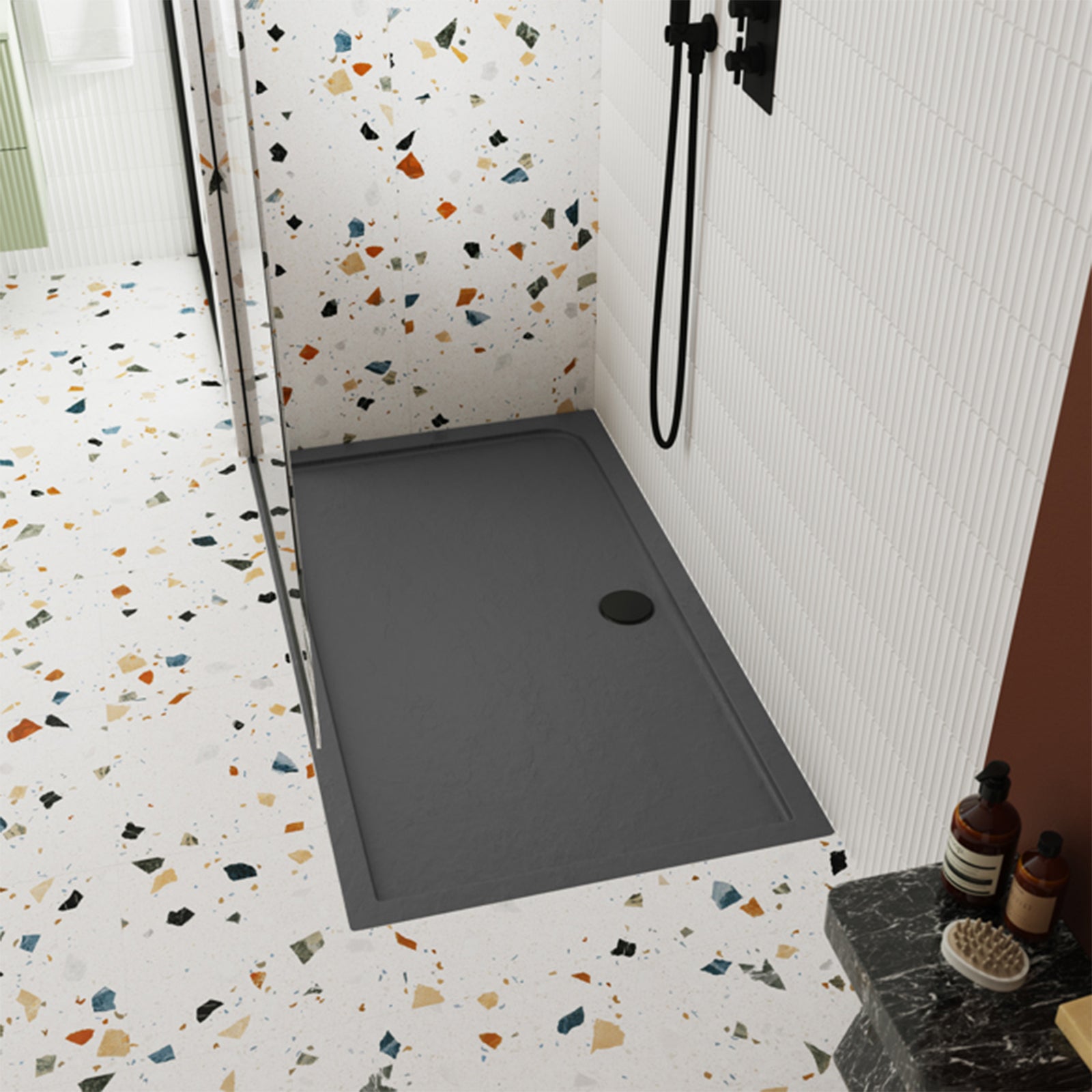 Rectangular 1600 x 700mm Shower Tray - Slate Grey