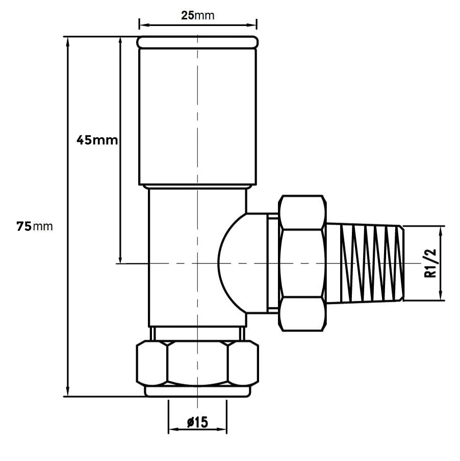 Modern Angled Radiator Valves Chrome