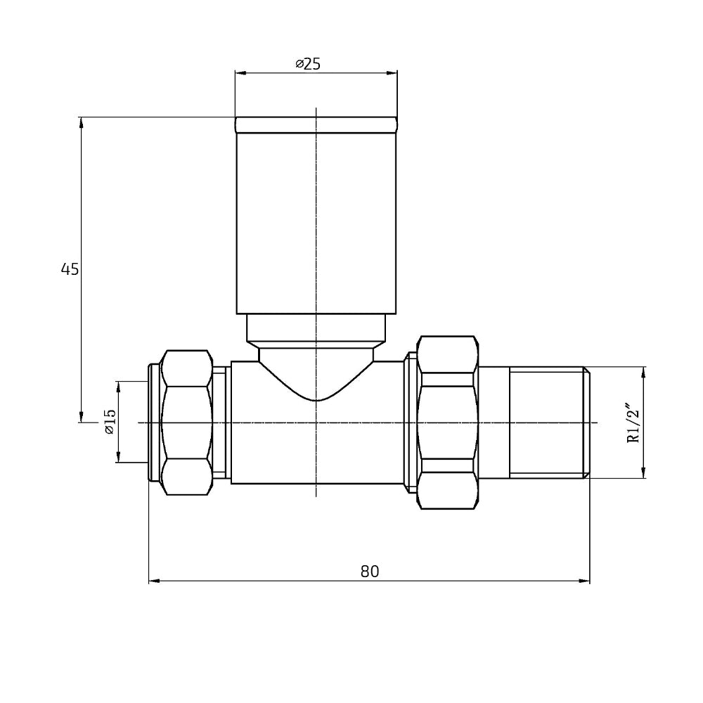 Modern Straight Radiator Valves Chrome