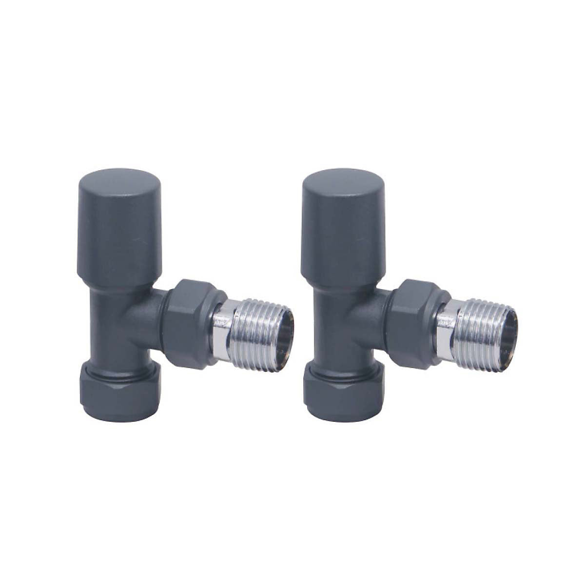 Modern Angled Radiator Valves Anthracite