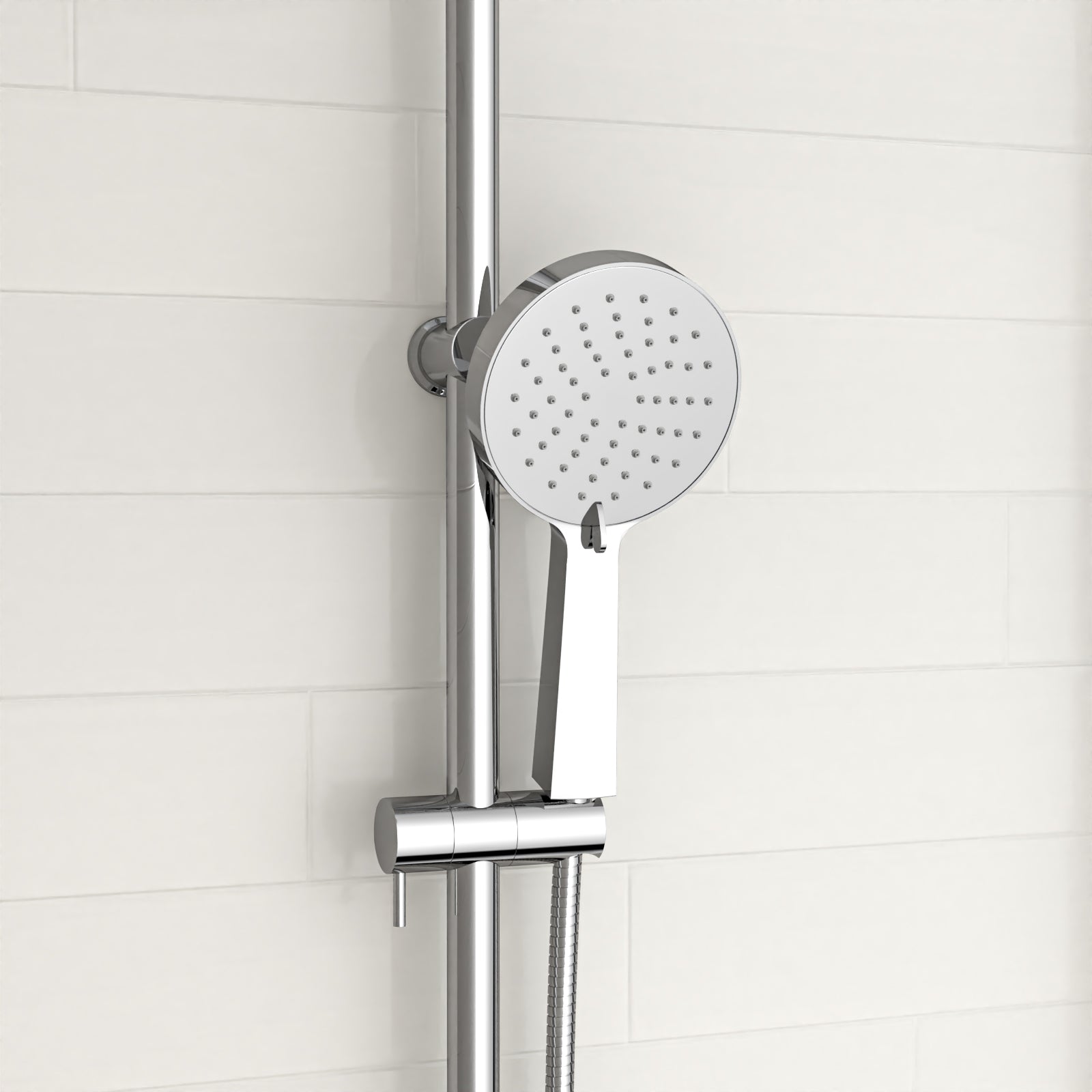 Chrome Modern Exposed Bath Shower Mixer Tap Kit Set & Handheld Shower