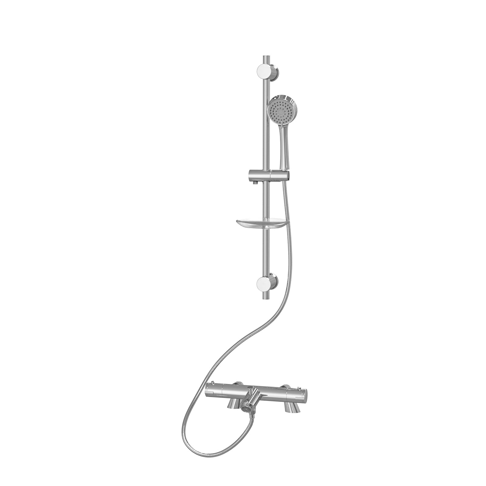 Chrome Exposed Bath Shower Rail Mixer Tap Kit Set & Handheld Shower