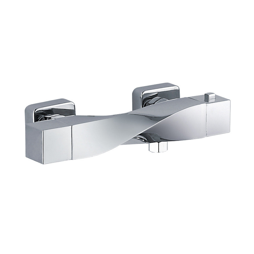 Warp Twisted Exposed Wall Mounted Thermostatic Shower Mixer Chrome