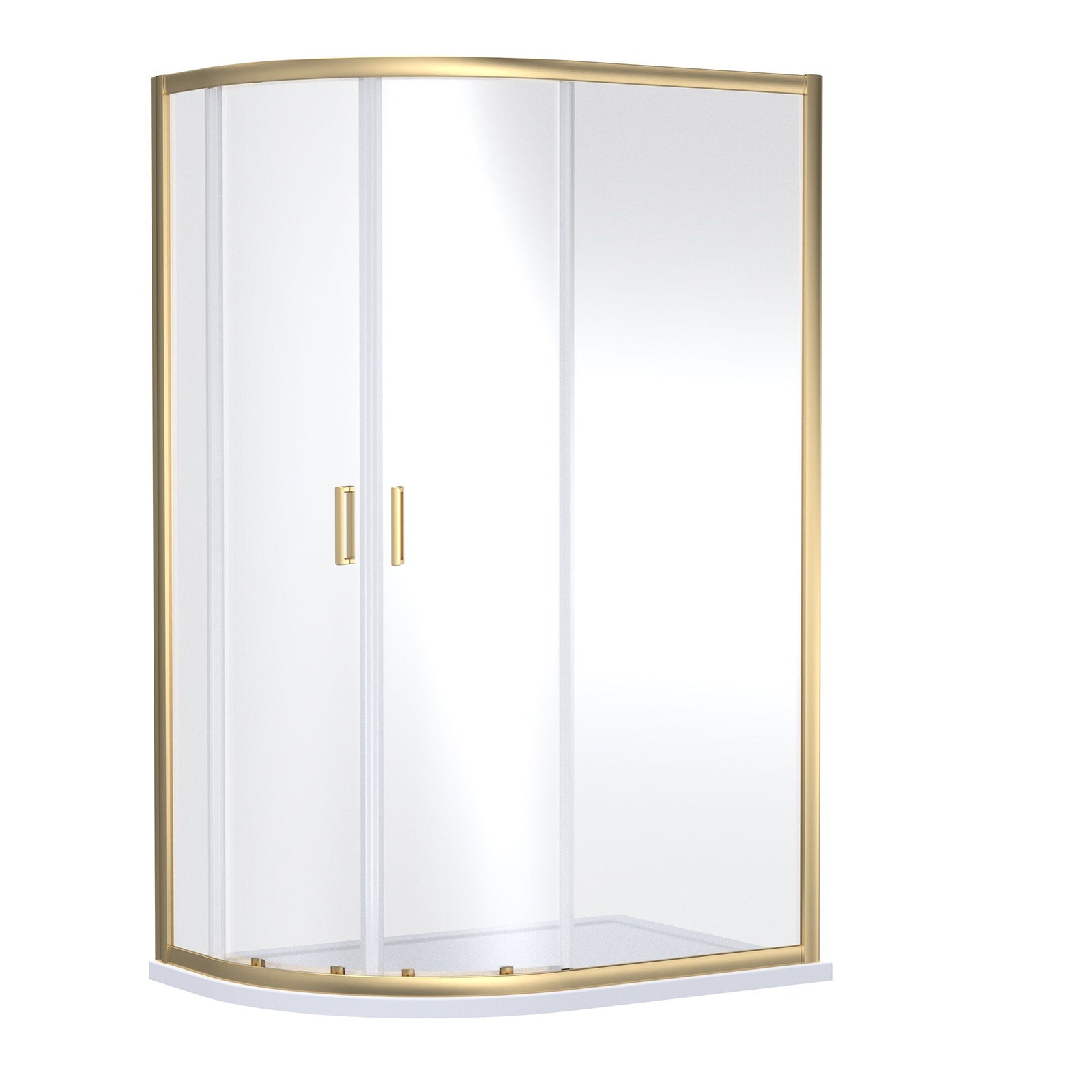1000x800x1850mm Offset Quadrant Shower Enclosure - Brushed Brass Frame