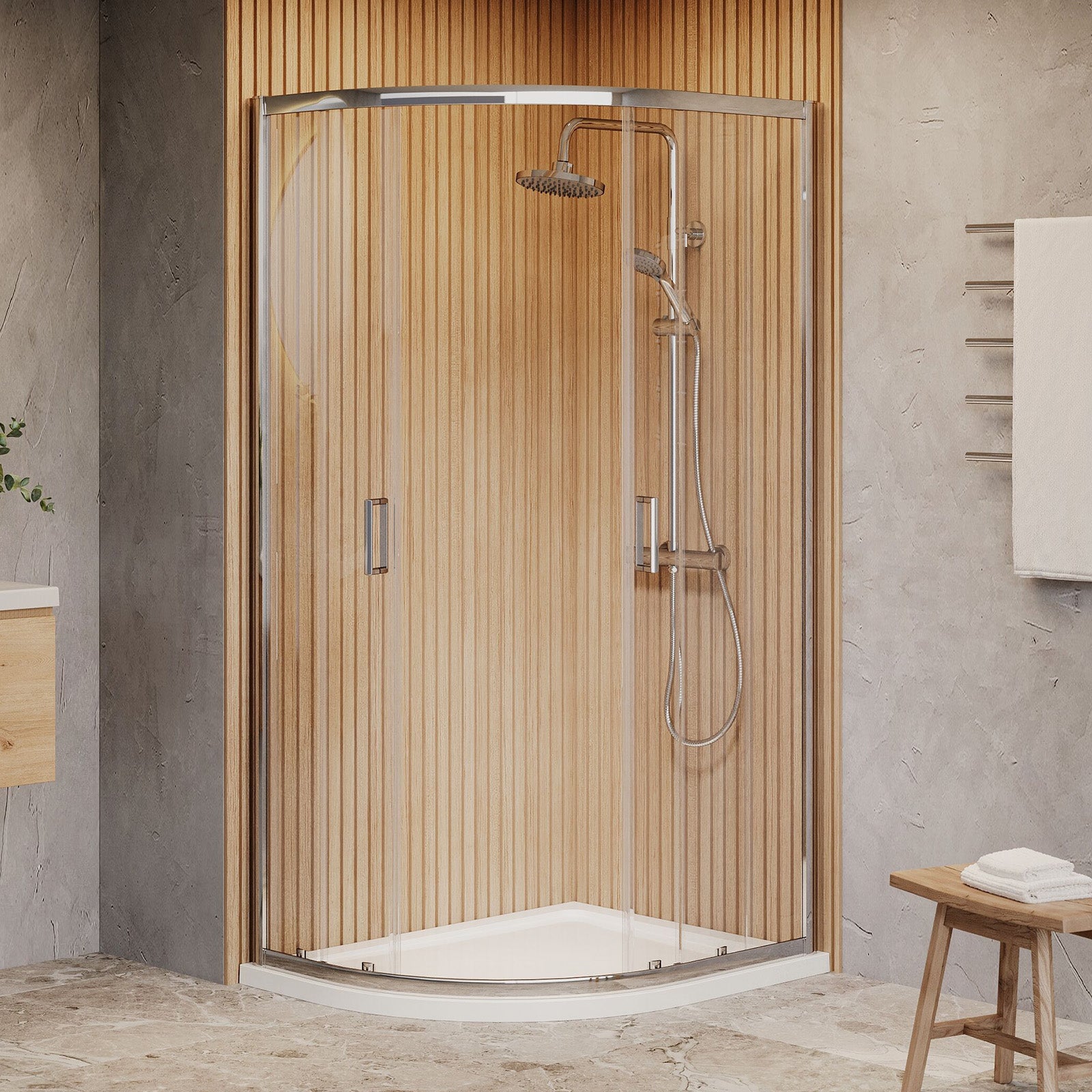 1000x800x1850mm Offset Quadrant Shower Enclosure - Chromed Frame