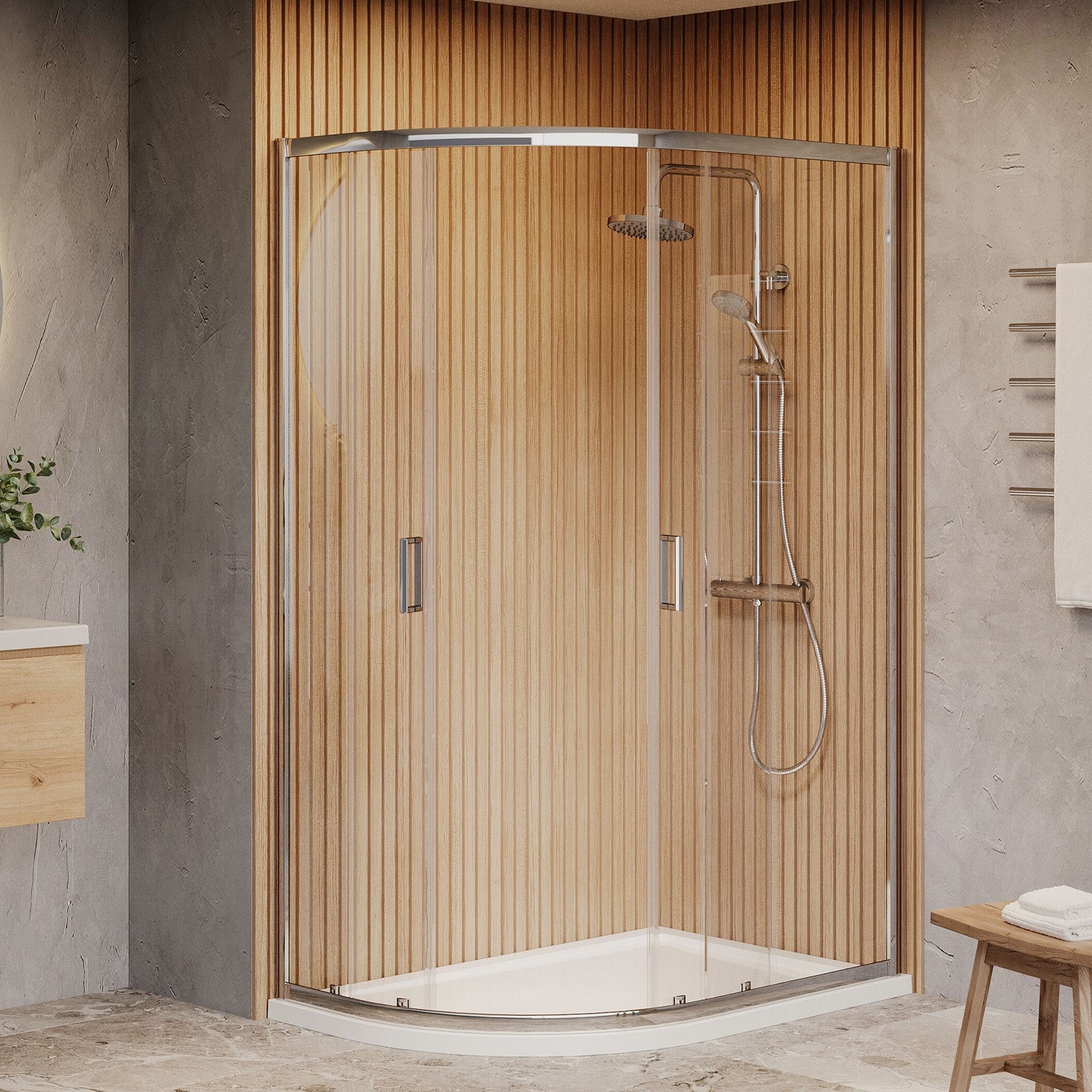 1200x800x1850mm Offset Quadrant Shower Enclosure - Chromed Frame