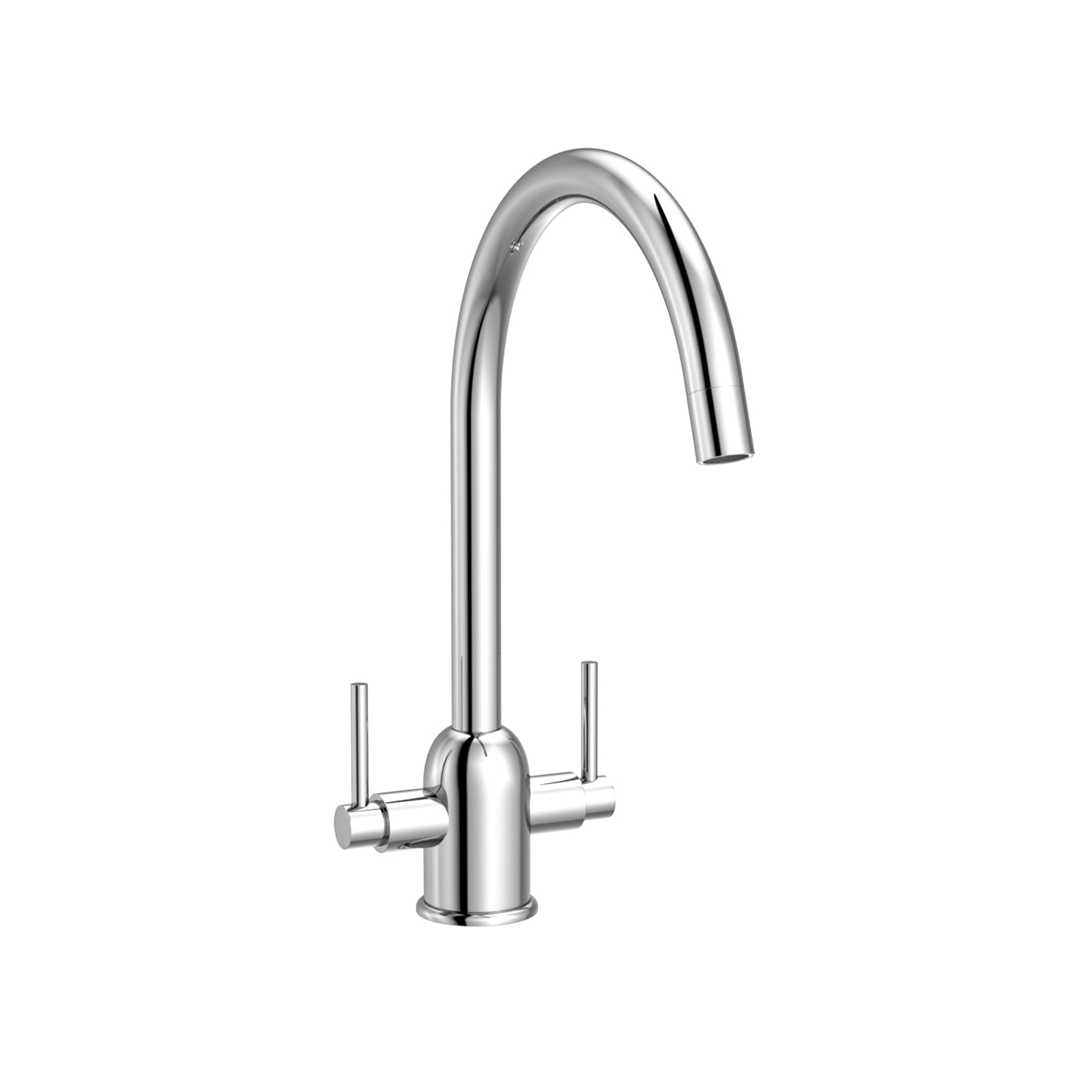 Kallion Twin Lever Chrome Swivel Kitchen Sink Mono Mixer Tap