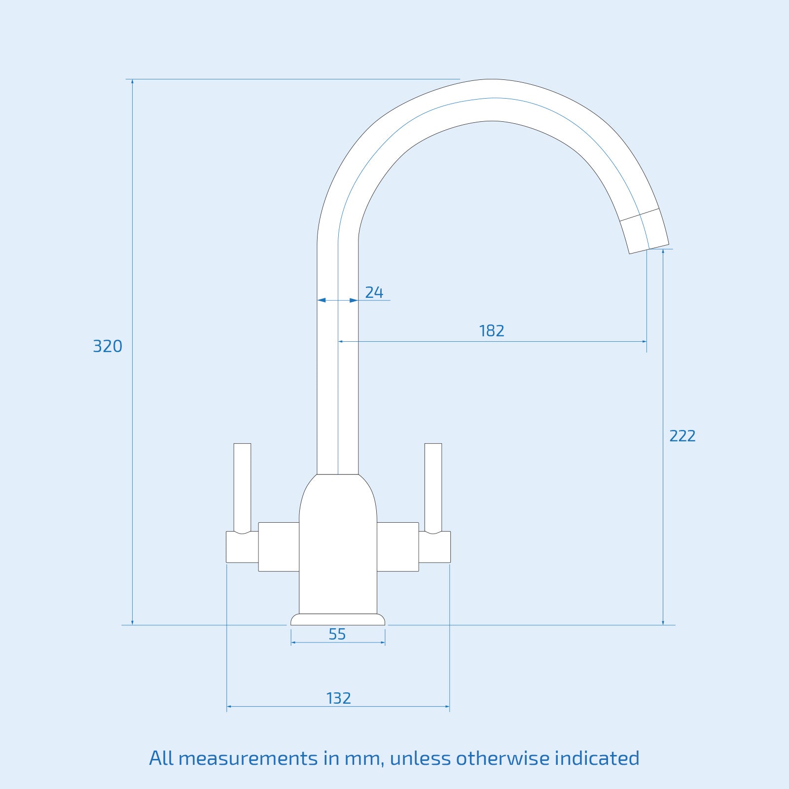 Kallion Twin Lever Chrome Swivel Kitchen Sink Mono Mixer Tap