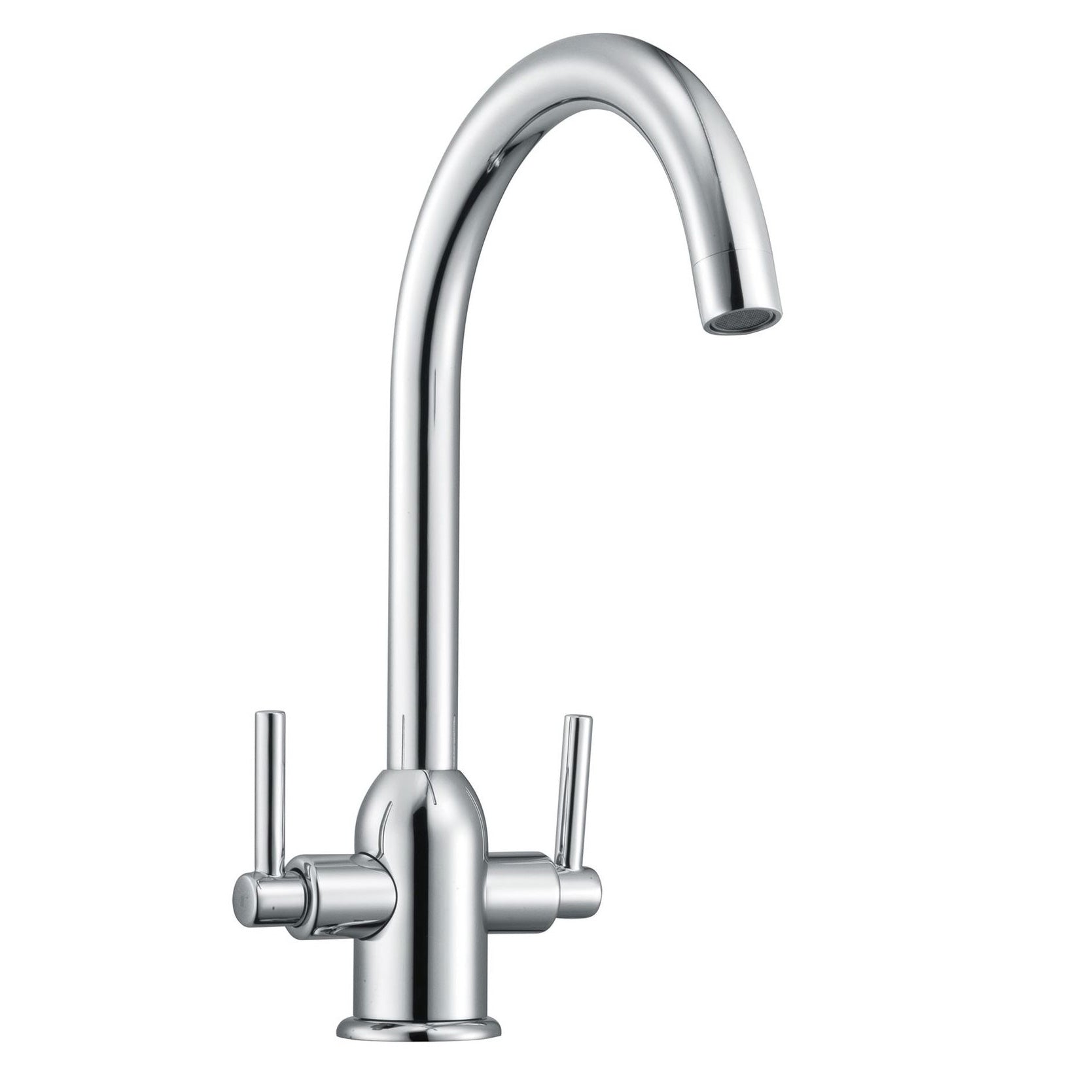 Kallion Twin Lever Chrome Swivel Kitchen Sink Mono Mixer Tap