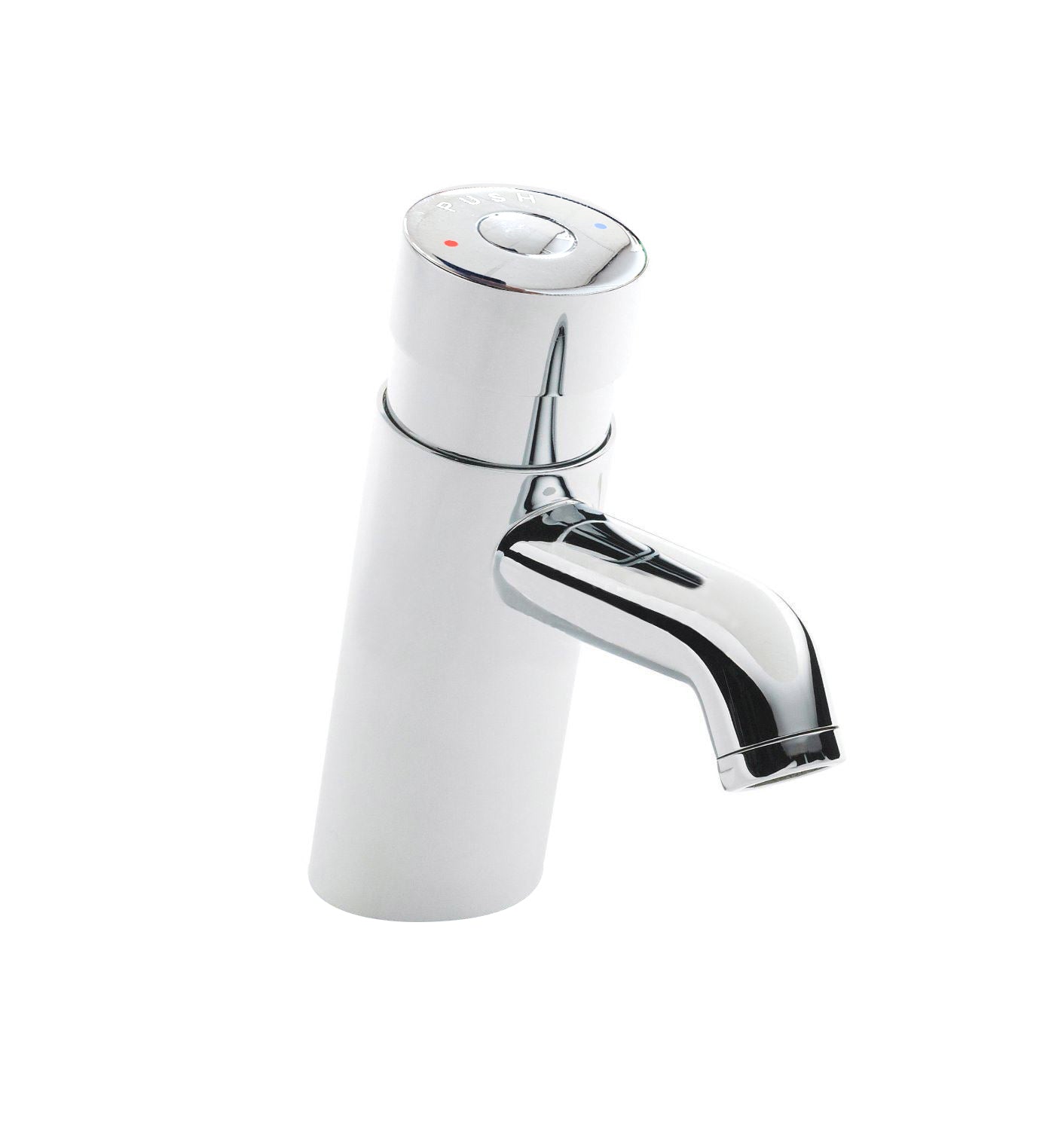 Tampa Non Concussive Push Down Self Closing Round Chrome Basin Mono Mixer Tap