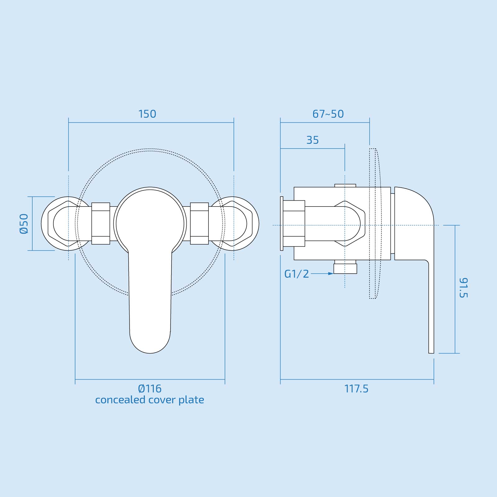 Dex Single Level Manual Shower Mixer Valve Chrome