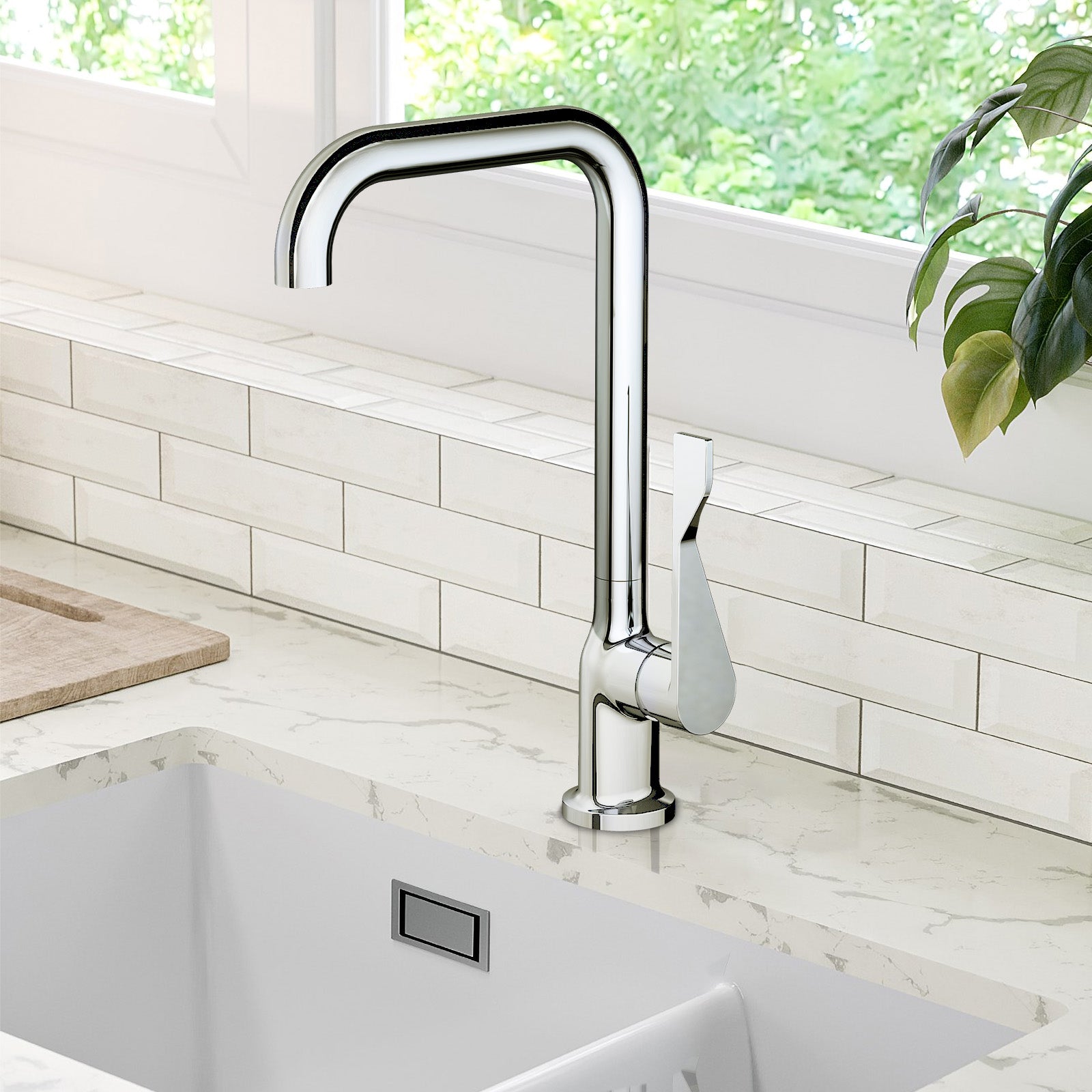 Modern Design Chrome Kitchen Sink Single Lever Mixer Tap With Swivel Spout