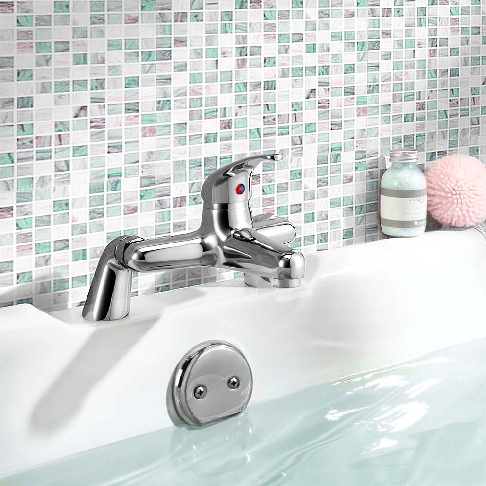 Studio Modern Chrome Bathroom Basin Mono Mixer Tap & Deck Mounted Bath Filler Tap