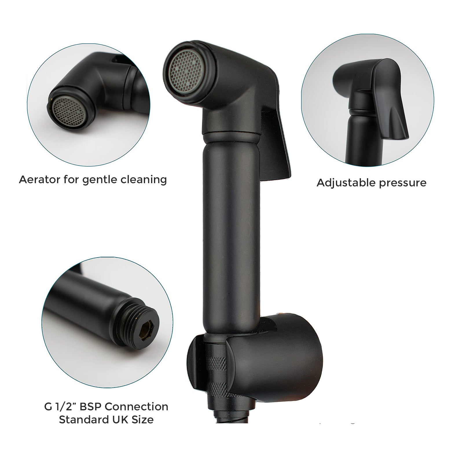 Voilet 2 Dial 2 Way Thermostatic Mixer, 200mm Shower Head, Slider Rail & Handset Matte Black