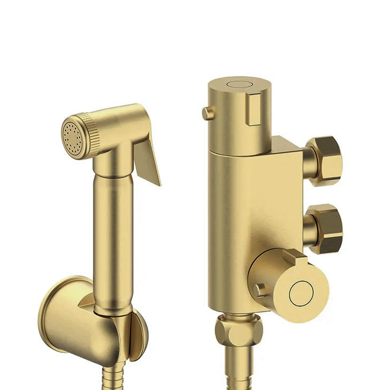 Rowde Bidet Douche & Thermostatic Bar Valve with Spray Kit Brushed Brass