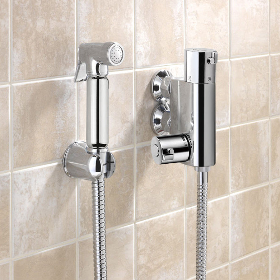 Modern Chrome Bidet Douche Mini Thermostatic Bar Valve And Spray Kit