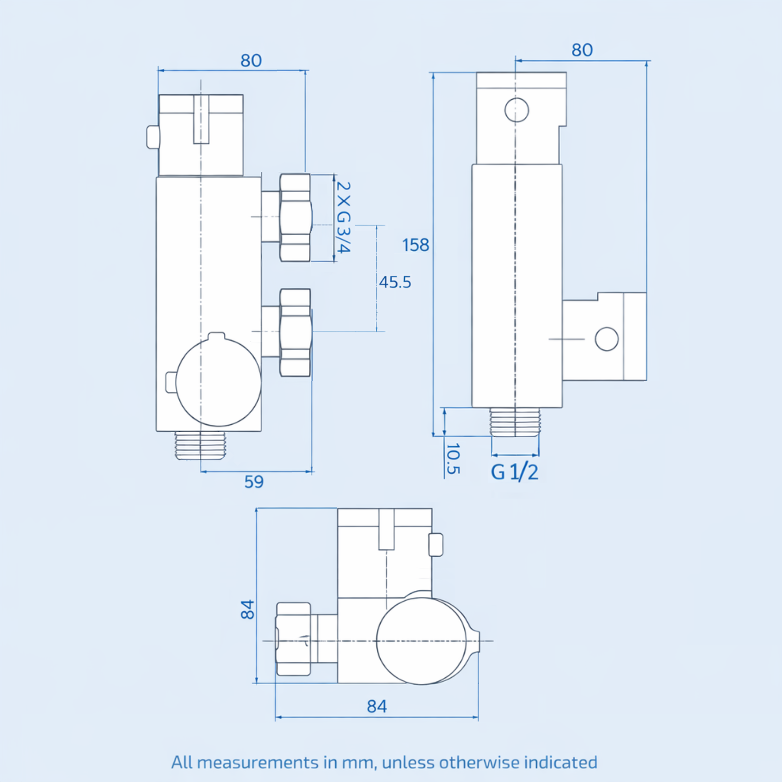 Rowde Brushed Brass Bidet Douche Mini Thermostatic Bar Valve & Spray Kit with Easy Fitting Plate Set