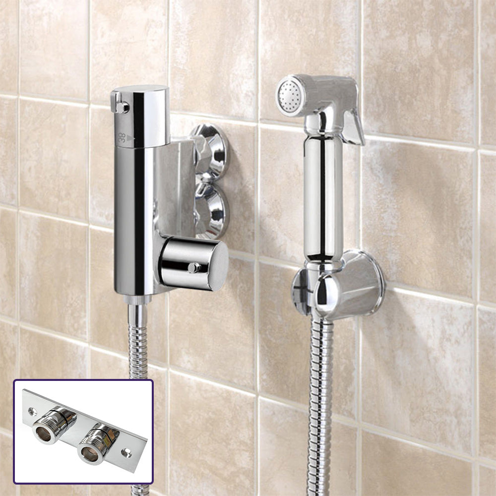 Eva Chrome Bidet Douche & Mini Thermostatic Bar Valve Spray Kit Muslim Shataff