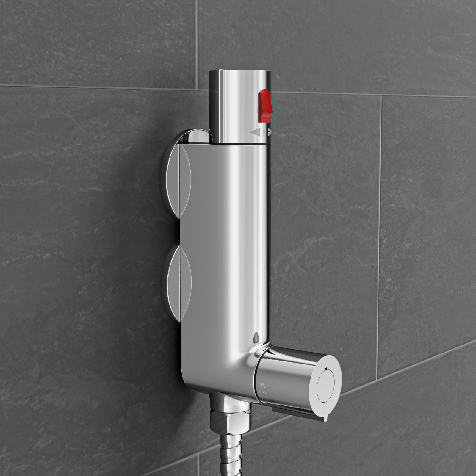 Rosa Modern Chrome Thermostatic Bar Mixer Shower Valve Round 1/2" Top Outlet
