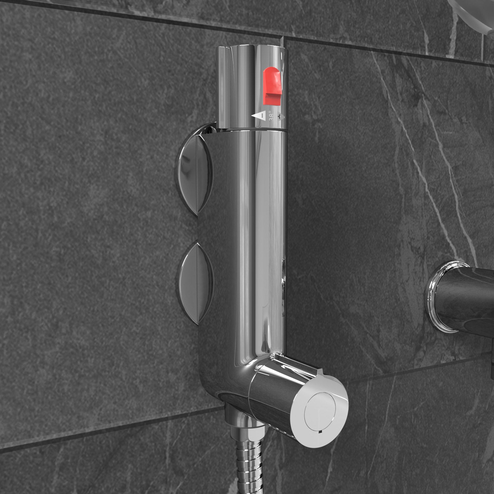 Vertical Thermostatic Shower Mixer Valve & Slider Rail, Handset & Hose Set