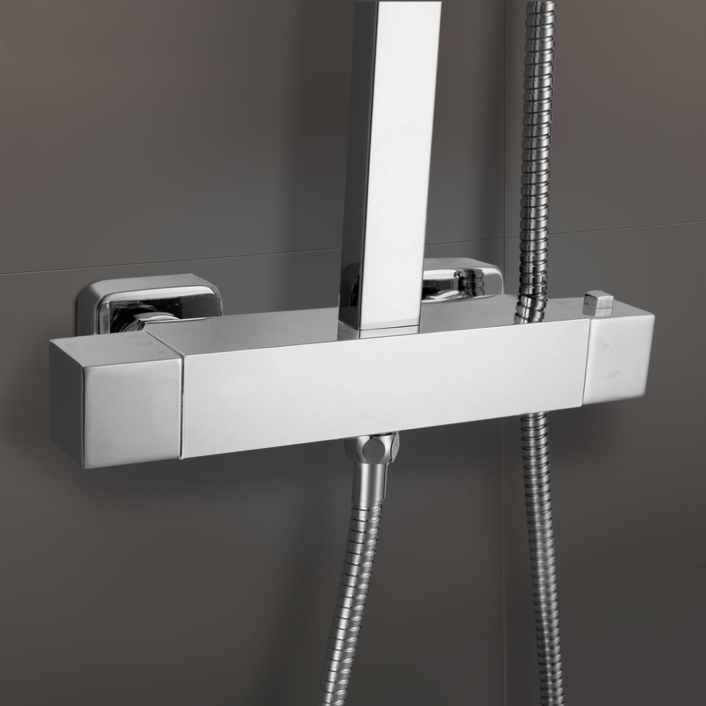 Amana Premium Square Chrome Dual Control Thermostatic Shower Rail kit