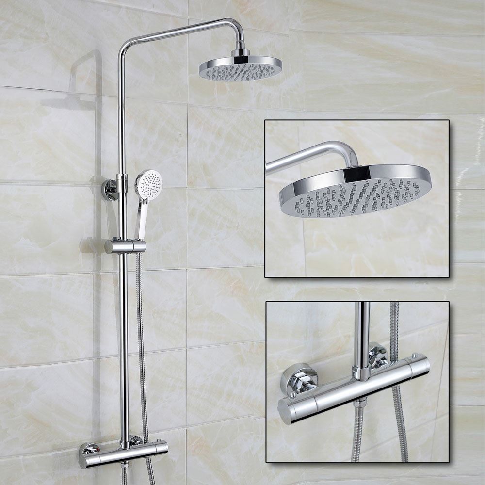 Premier Exposed Led Round Thermostatic Mixer Shower Valve Tap Chrome Bathroom