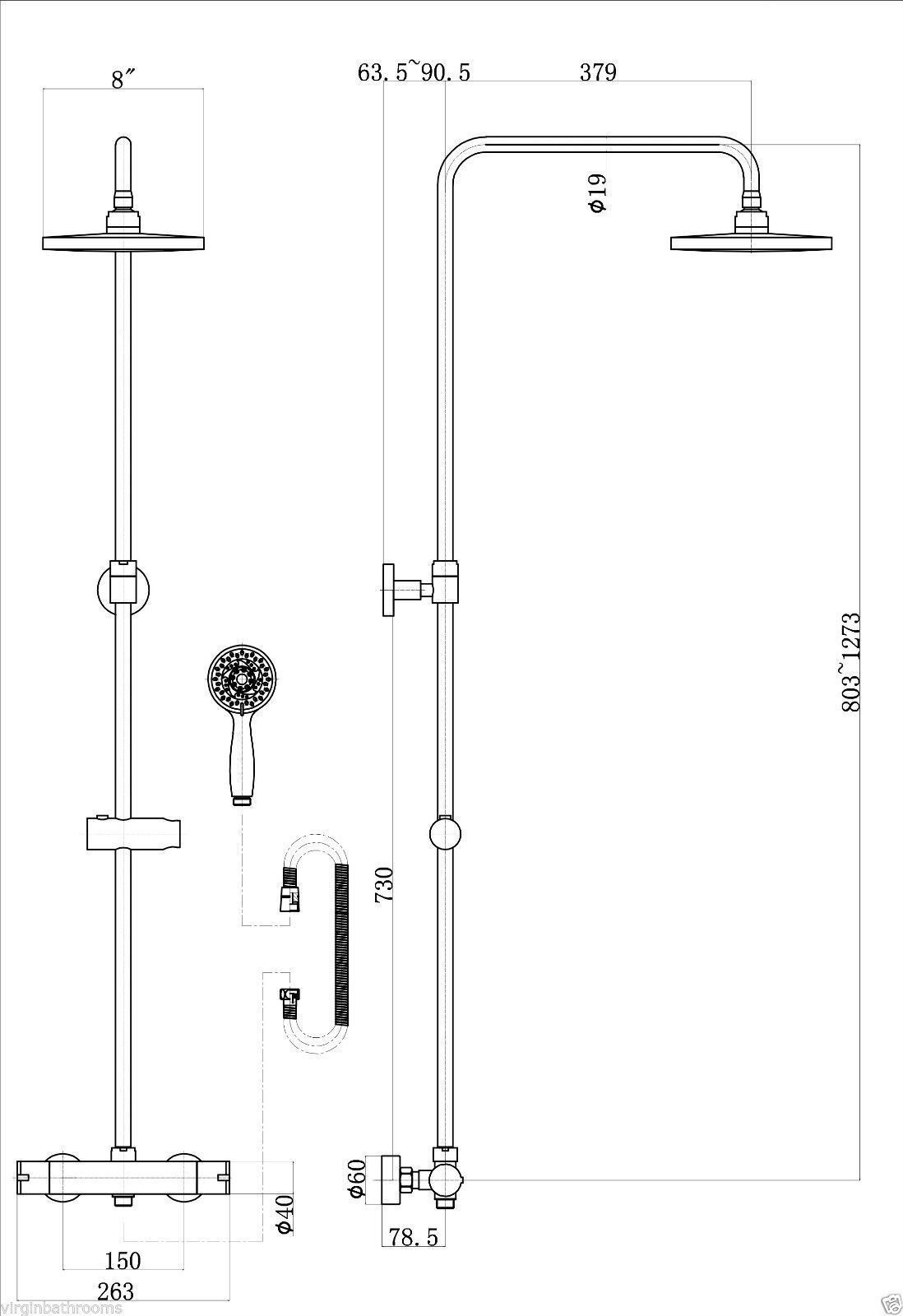 Premier Exposed Led Round Thermostatic Mixer Shower Valve Tap Chrome Bathroom