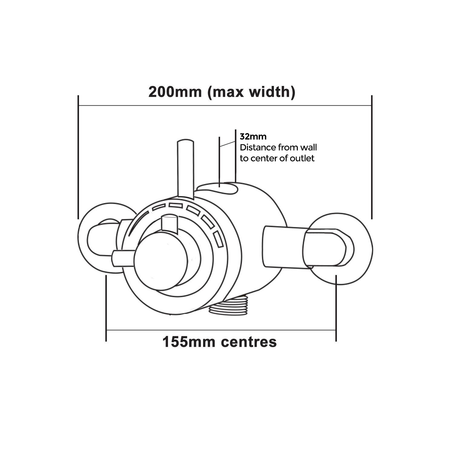 Emso Round Exposed Thermostatic Shower Valve With Bottom Outlet