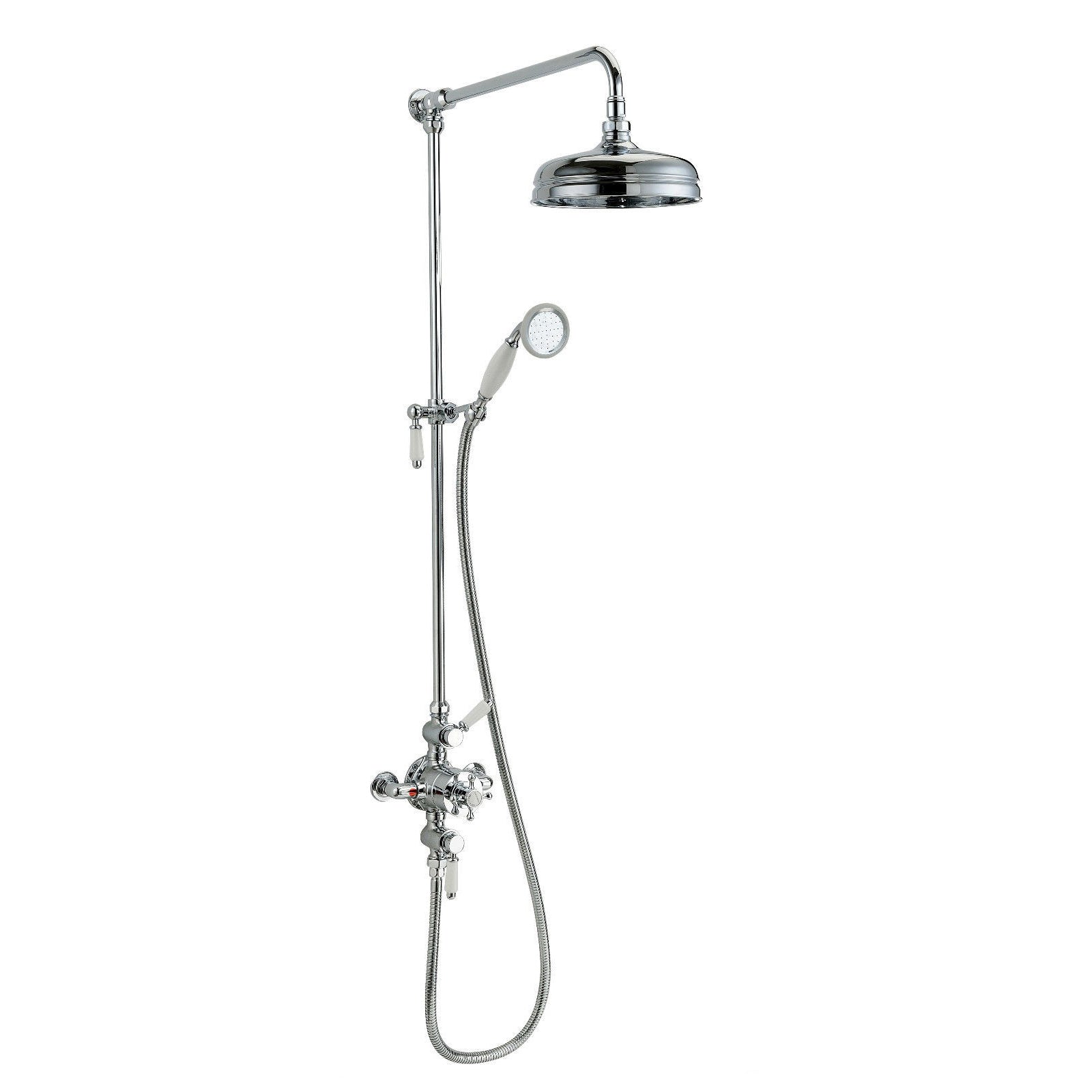 Traditional Victorian Thermostatic 8” Shower Valve With Brass Slider Rail